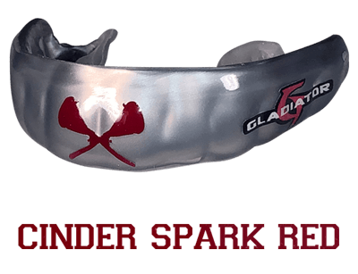 Metallic cinder red mouthguard logo