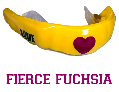 Metallic fuchsia mouthguard logo
