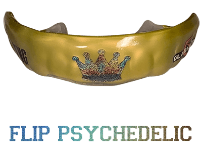 Metallic psychedelic mouthguard logo