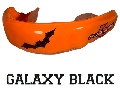 Metallic black mouthguard logo