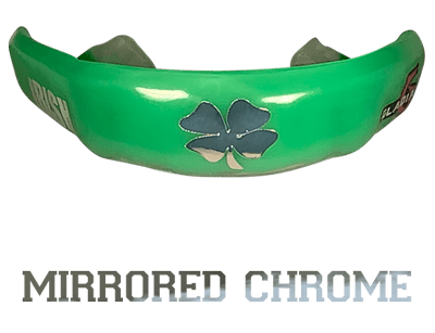 Mirrored chrome mouthguard logo